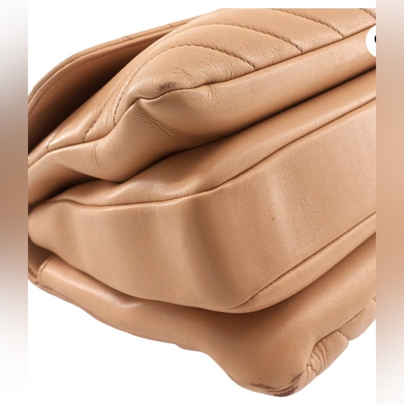 CHANEL CC Calfskin Leather Cream Chevron Medium Top Handle Leather ShoulderBag - Picture 3 of 11